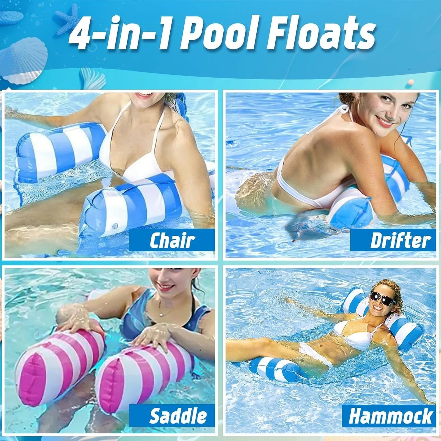 Swimming Pool Inflatable Cylindrical Striped Dual Tube, Suitable for Pools & Beach