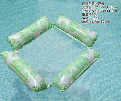 Swimming Pool Floating Lounge, Mesh Fabric Backrest, Striped Design, Summer Beach Floats