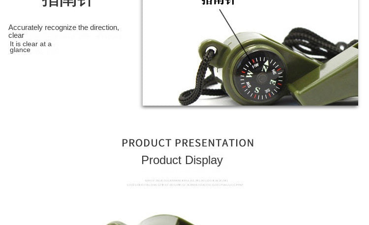 ABS Emergency Survival Whistle with Thermometer and Compass, 3 in 1, High Decibel, Portable, Outdoor