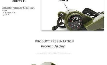 ABS Emergency Survival Whistle with Thermometer and Compass, 3 in 1, High Decibel, Portable, Outdoor