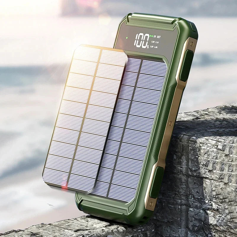 Xiaomi 200000mAh Large Capacity Solar Power Bank 4 in 1 Built in Cable Fastcharge Mobile Power Battery LED Light iPhone Samsung