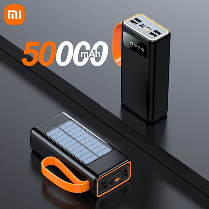 Xiaomi 100000mAh Solar Panel Power Bank Fast charging Comes with Four Wire External Battery Pack with Flashlight For Outdoors ﻿