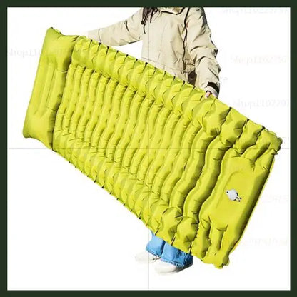 Outdoor camping mattress with built-in pump Ultralight thickened sleeping pad inflatable pillow for hiking picnic trips