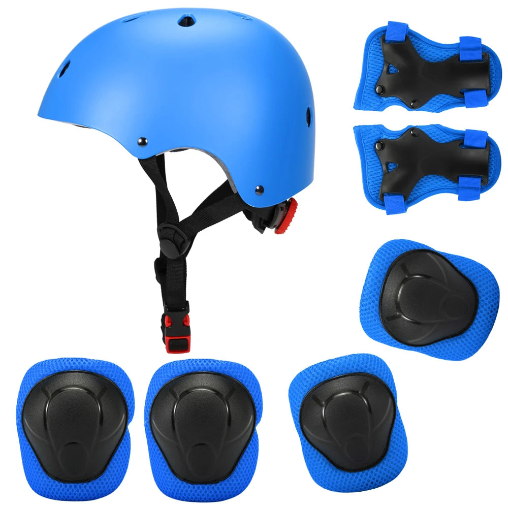 Kids 7 in 1, Helmet and Pads Set, Adjustable, Knee Pads Elbow Pads Wrist Guards for Scooter, Skateboard, Roller Skating, Cycling