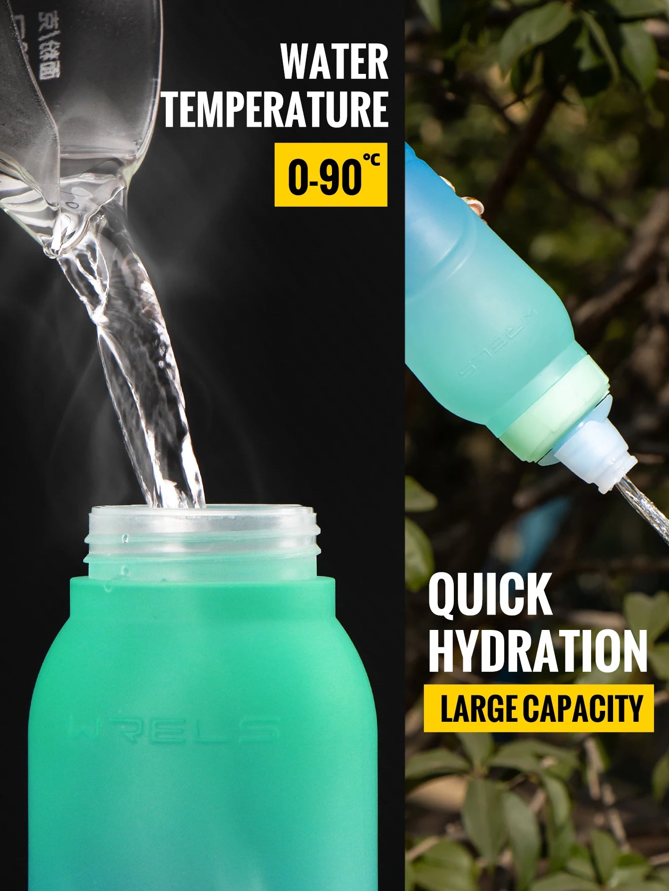 Sport Bottle, BPA Free PP5 Ultralight Leak-Proof Silicone Bottle for Fitness & Running