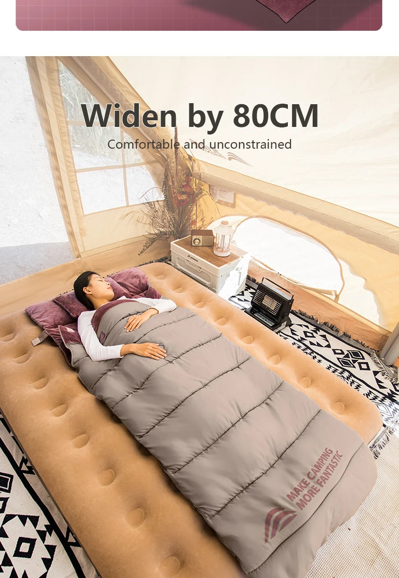 BISINNA Portable Camping Sleeping Bag Lightweight Short Velvet Cotton Winter Sleeping Bag With Pillow Outdoor Traveling Hiking