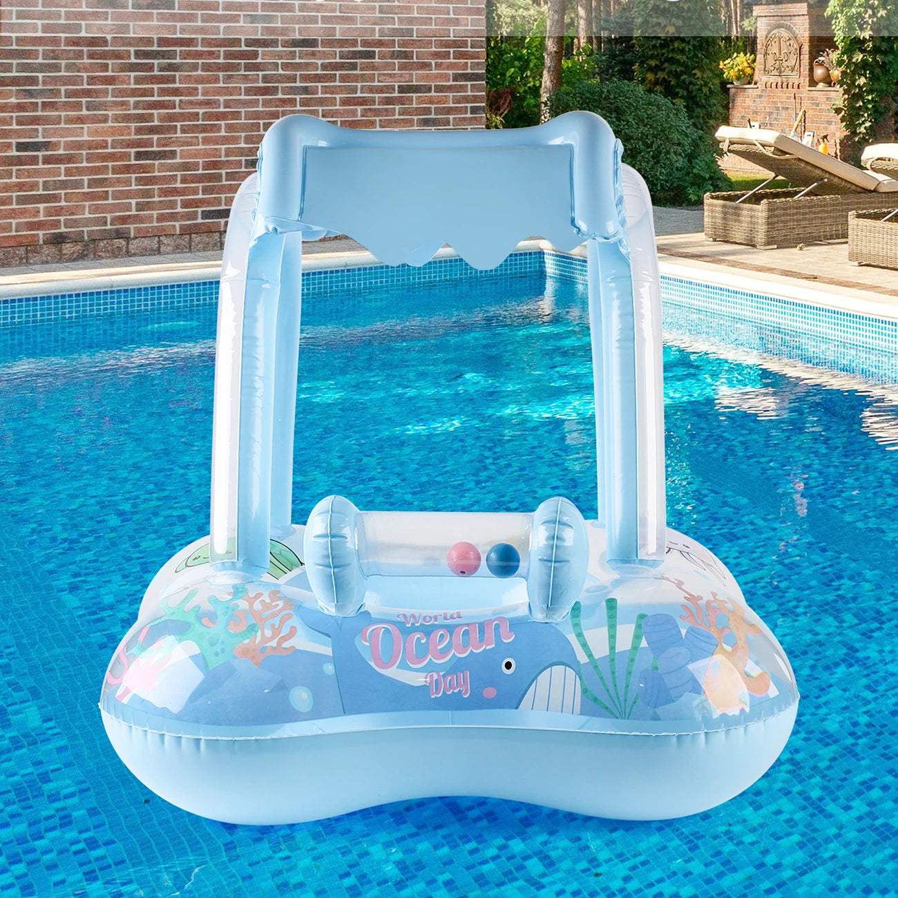 Pool Float with Canopy for Kids, Swimming Pool Ring, for Beach, Toys for Party
