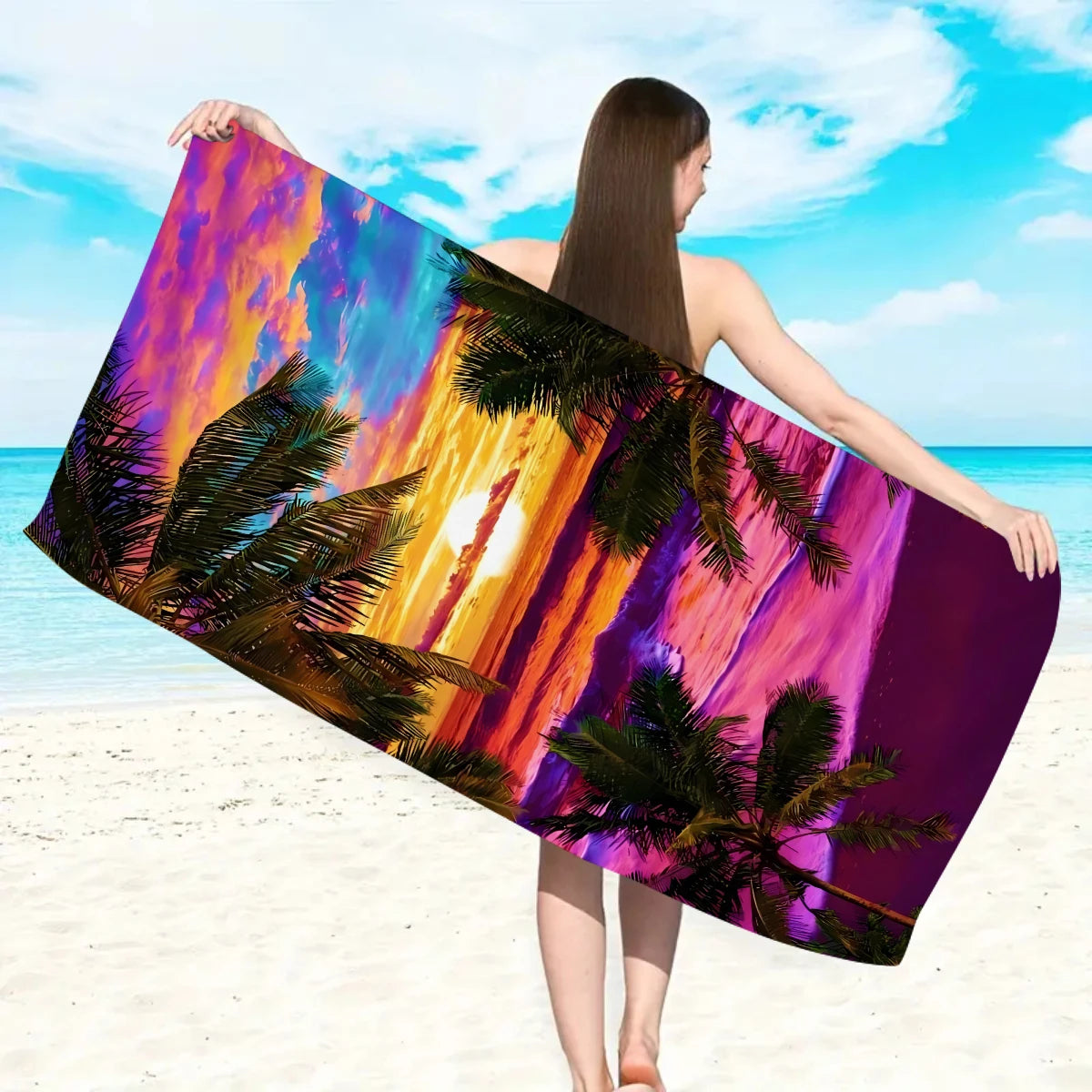 Beach Tropical Printed Design Towel, Quick Drying Absorbent