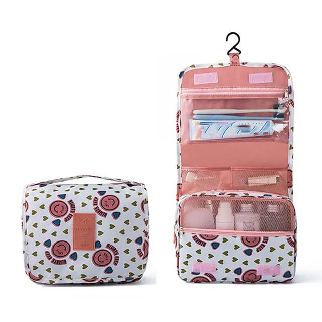 Polyester Hook Cosmetic Bag Women Makeup Bag High Capacity Toiletry Storage Pouch Travel Make Up Organizer Waterproof Beauty Bag