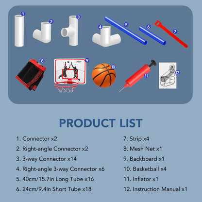 Kids Basketball Hoop, with 4 Balls, 140cm Height, Basketball Training Equipment