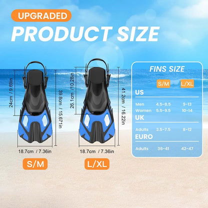 Adjustable Fins for Snorkeling, Diving, Open Heel Swimming Flippers