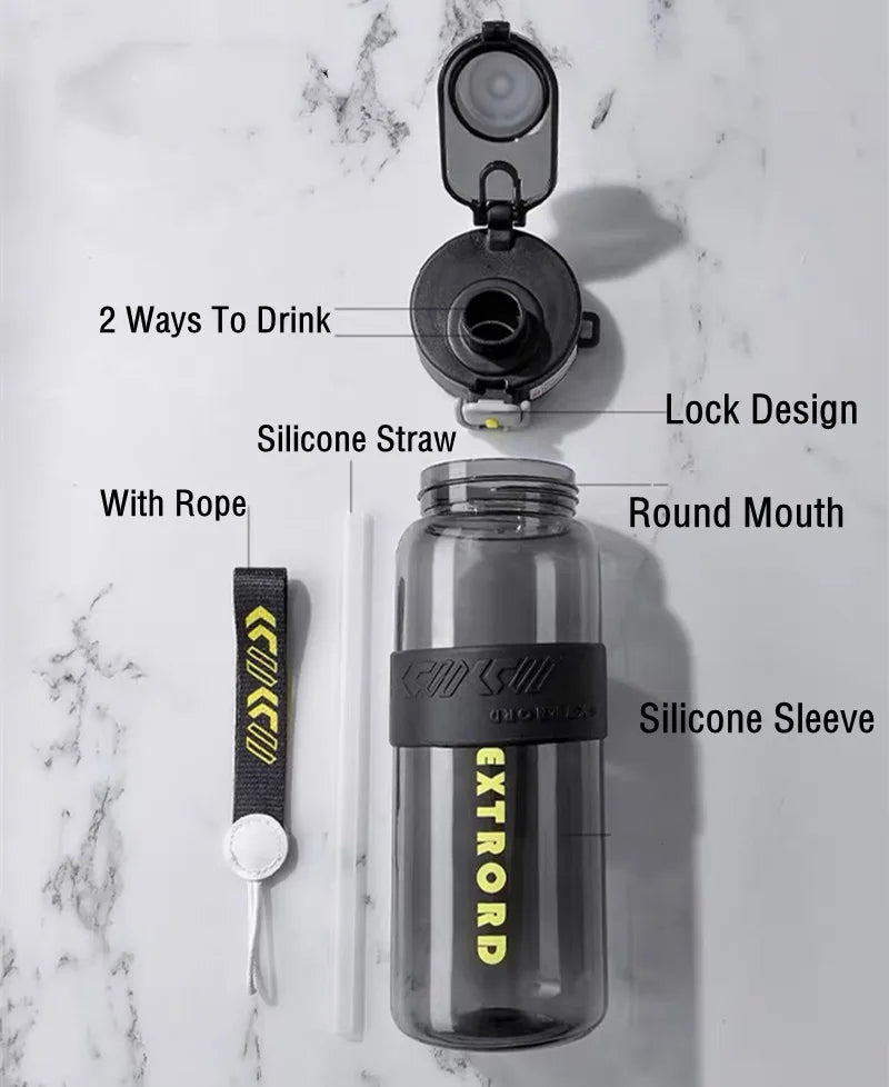 800ml / 1200ml Sports Water Bottle With Straw, BPA Free, Durable, for Gym, Fitness, Outdoor Sports