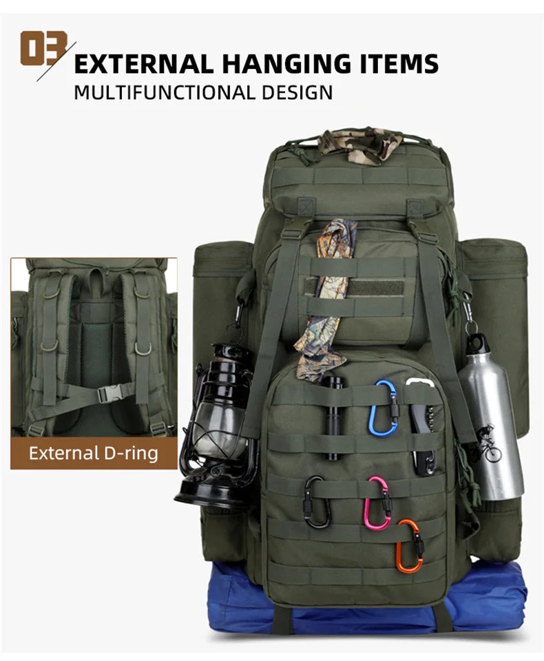 Large Climbing Backpack Camping Mountaineering Bag Men Travel Hiking Multifunction Tactical Shoulder Molle Luggage Backpacks