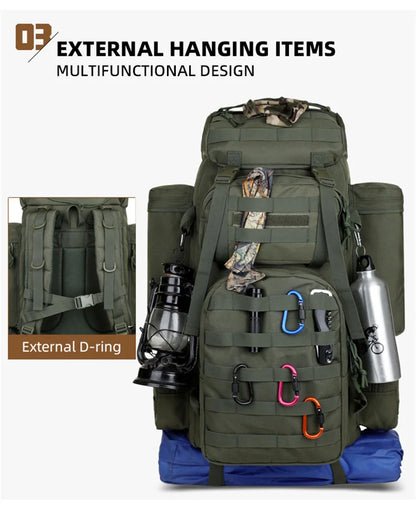 Large Climbing Backpack Camping Mountaineering Bag Men Travel Hiking Multifunction Tactical Shoulder Molle Luggage Backpacks
