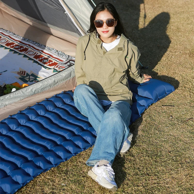 Outdoor camping air mattress Thickened ultra-light sleeping mattress Built-in pillows and pump air cushions for travel climbing