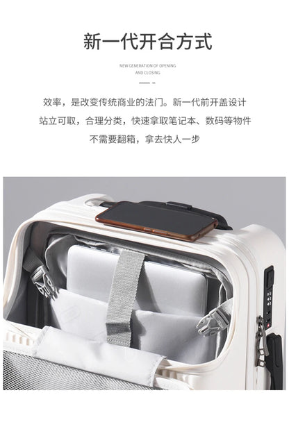 New front opening boarding suitcase men women 20/24/26 inch lightweight trolley travel luggage fashion USB charging luggage