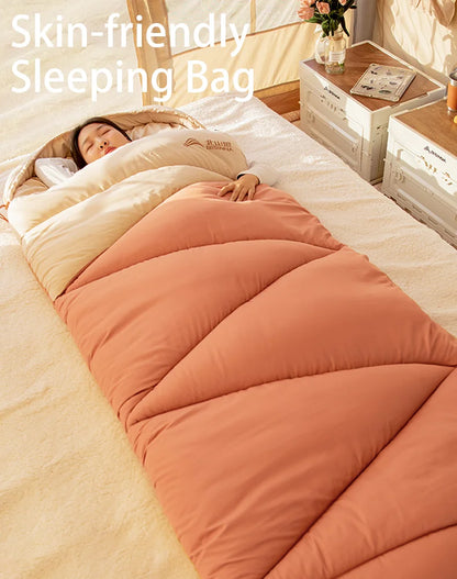 BISINNA Camping Sleeping Bag Ultralight 4 Season Warm Envelope Backpacking Cotton Sleeping Bag for Outdoor Traveling Hiking