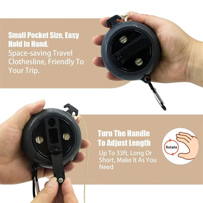 Outdoor Retractable Clothesline Adjustable 32ft/10M Camping Clothesline Portable Clothes Drying Rack Windproof Washing Line Rope