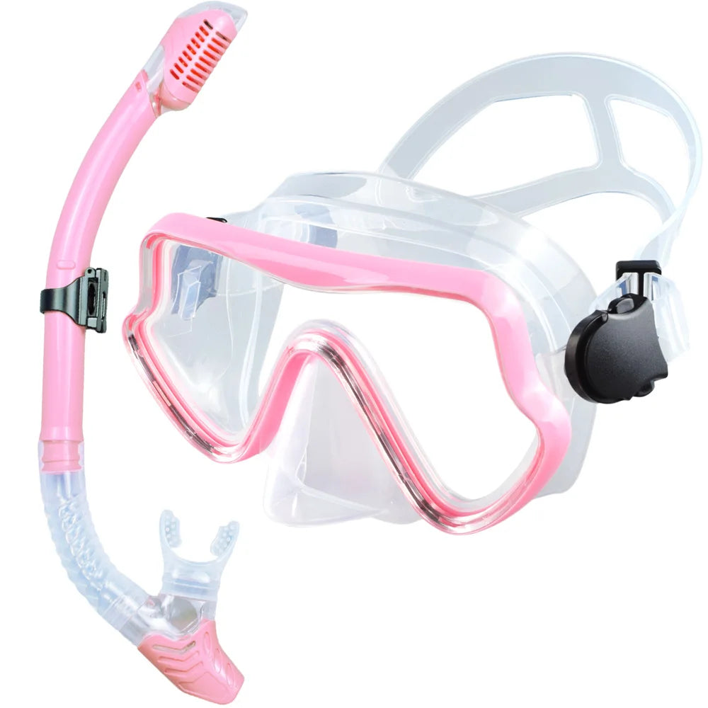 Scuba Diving Mask, Snorkel Set For Adults, Tempered Glass Professional Panoramic Snorkeling Gear, Swimming & Snorkeling Training Set