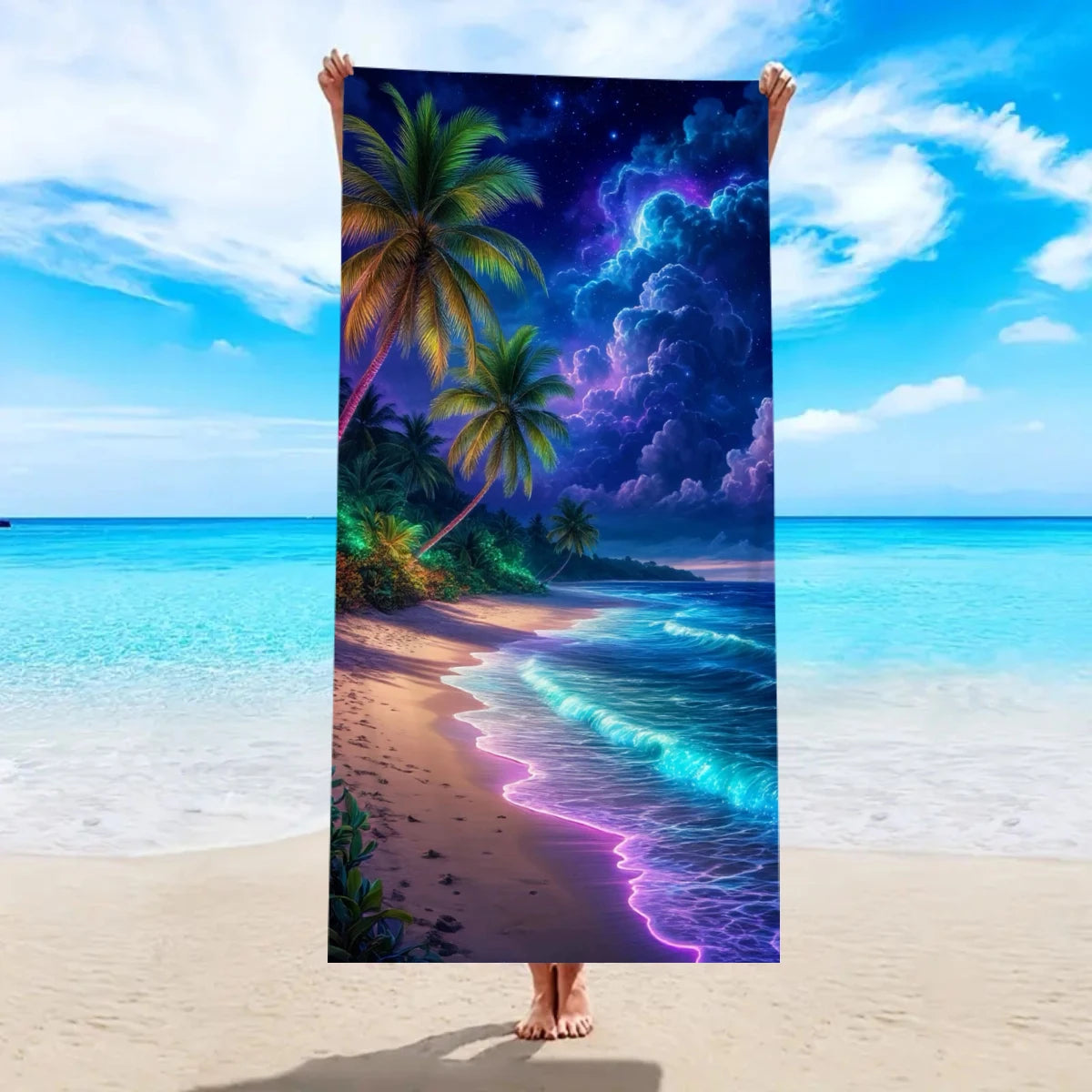 Beach Tropical Printed Design Towel, Quick Drying Absorbent