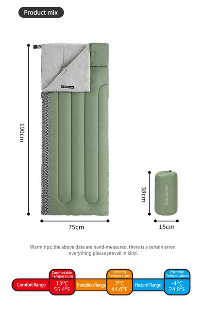 Naturehike L150 3 Season Sleeping Bags Ultralight Machine Washable Summer Sleeping Gear Outdoor Spliceable Camping Sleeping Bag