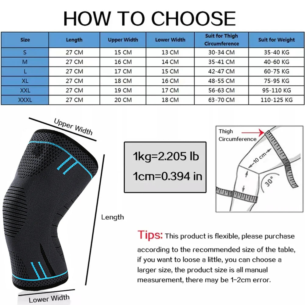 1 PCS Compression Knee Support,  Elastic Breathable Nylon Knee Pad Brace for Gym, Basketball, Volleyball, Running