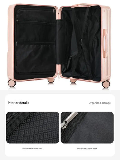 Luggage Large Capacity Trolley Case Universal Wheel Handheld Travel Suitcase Front Open Boarding Box Usb Charging Trolley Case