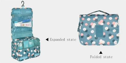 Polyester Hook Cosmetic Bag Women Makeup Bag High Capacity Toiletry Storage Pouch Travel Make Up Organizer Waterproof Beauty Bag