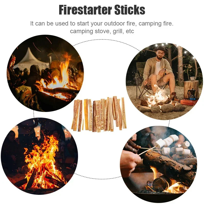 1box Fatwood Fire Starter Stick Outdoor Fire-making Tools Natural Firestarting Wood Sticks for Camping Hiking Emergency Survival