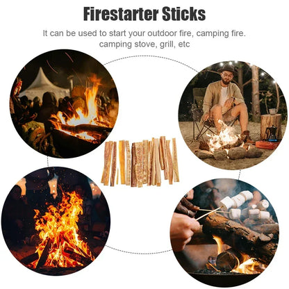 1box Fatwood Fire Starter Stick Outdoor Fire-making Tools Natural Firestarting Wood Sticks for Camping Hiking Emergency Survival