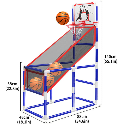 Kids Basketball Hoop, with 4 Balls, 140cm Height, Basketball Training Equipment