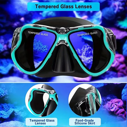 Professional Diving Scuba Mask Anti Fogging Dry Snorkeling Scuba Dive Glasses Seal Diving Tempered Glass Mask Goggles Men Women