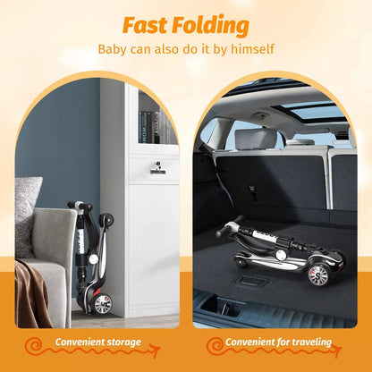 Toddler Scooter, Foldable Seat & Adjustable Height / Handlebars