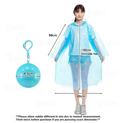 Portable Raincoat Ball Disposable Raincoats Waterproof Transparent Rain Cover Emergency Coat for Traveling Camping Outdoor Sport