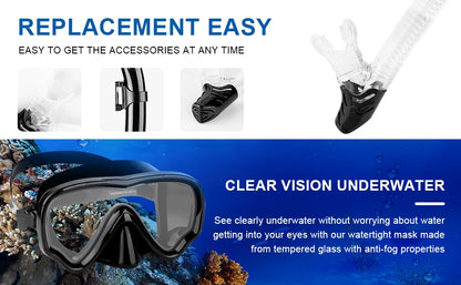 Professional Snorkel Diving Mask, Diving Goggles & Tube Snorkeling Set for Children