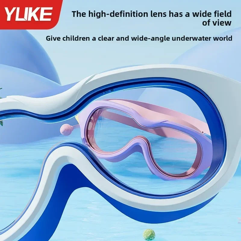 Children Swimming Goggles, Anti-fog, Large Frame Glasses, Comfortable Silicone