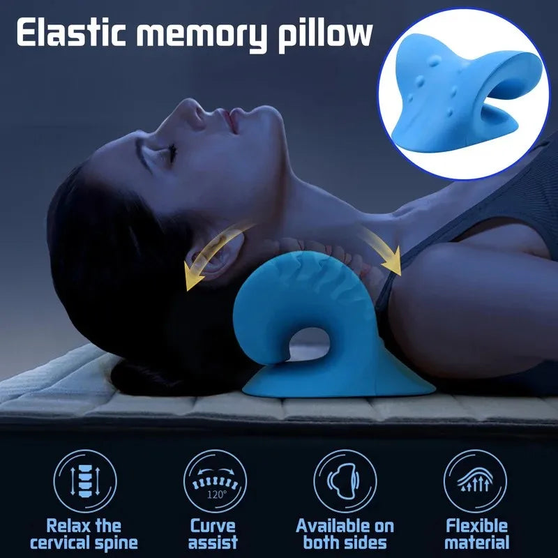 Neck Shoulder Stretcher Relaxer Cervical Chiropractic Traction Device, Massage Pillow for Pain Relief, Cervical Spine Alignment