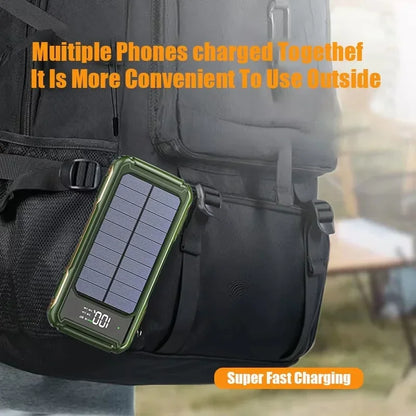 Xiaomi 200000mAh Large Capacity Solar Power Bank 4 in 1 Built in Cable Fastcharge Mobile Power Battery LED Light iPhone Samsung