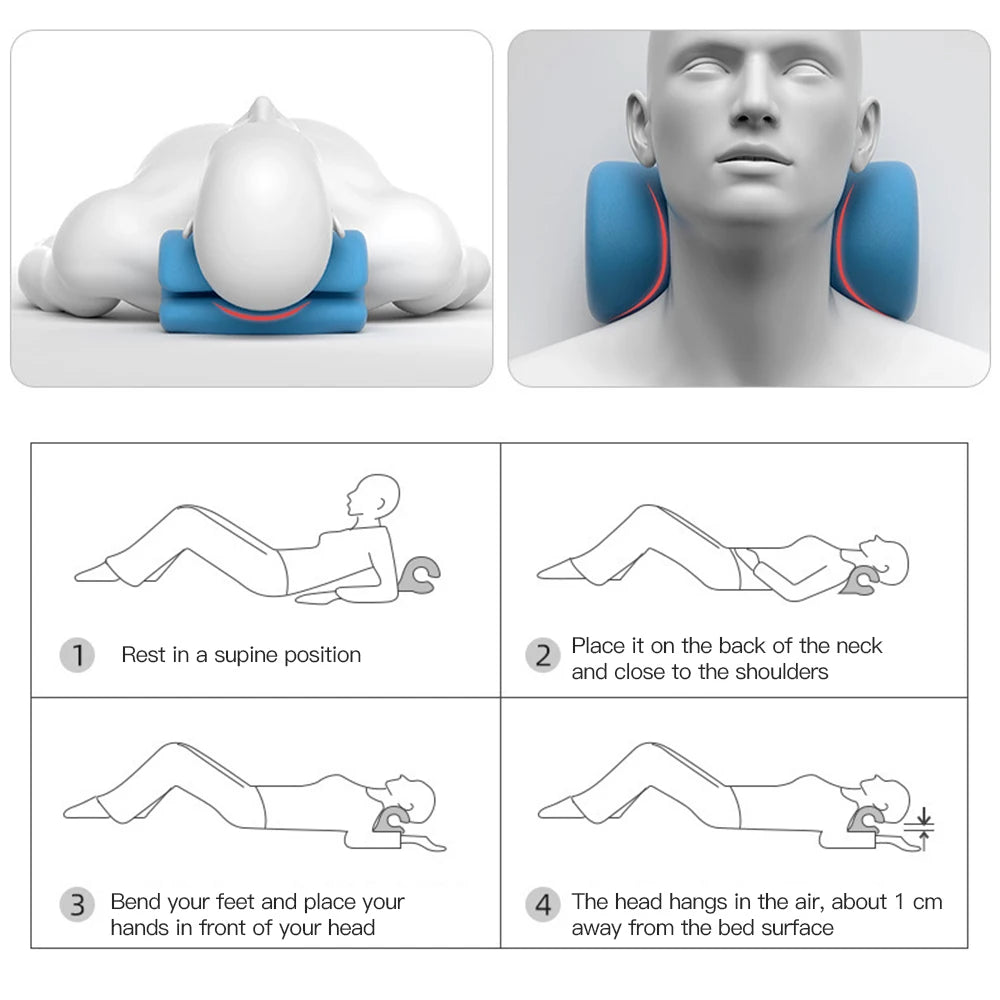 Neck Shoulder Stretcher Relaxer Cervical Chiropractic Traction Device, Massage Pillow for Pain Relief, Cervical Spine Alignment