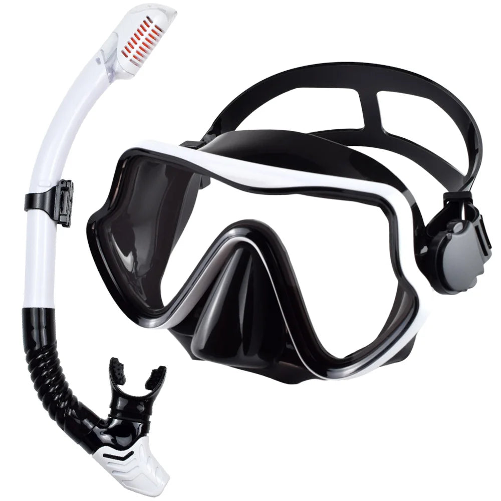 Scuba Diving Mask, Snorkel Set For Adults, Tempered Glass Professional Panoramic Snorkeling Gear, Swimming & Snorkeling Training Set