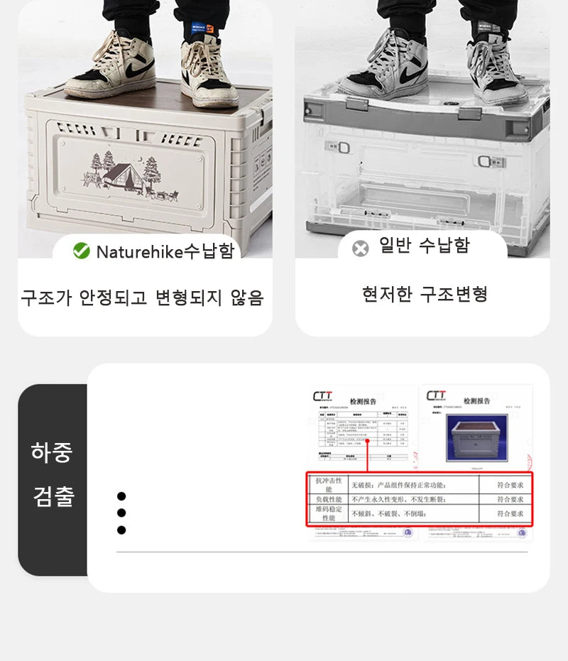 Naturehike Camping Box 60L Large Capacity Folding Storage Box 25L 30L 50L Home Bedside Table Outdoor Travel Picnic PP Sundry Box