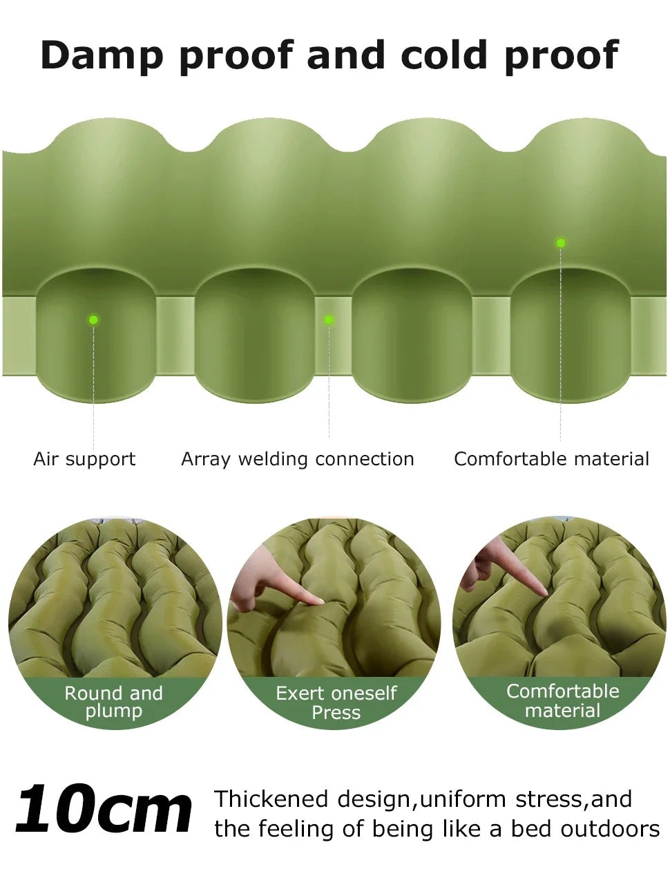 Outdoor camping air mattress Thickened ultra-light sleeping mattress Built-in pillows and pump air cushions for travel climbing