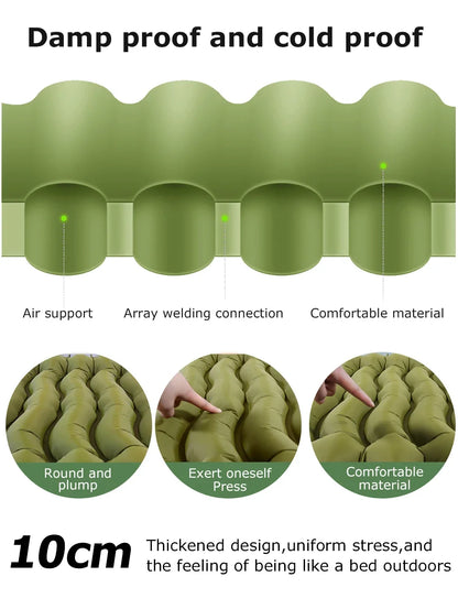 Outdoor camping air mattress Thickened ultra-light sleeping mattress Built-in pillows and pump air cushions for travel climbing