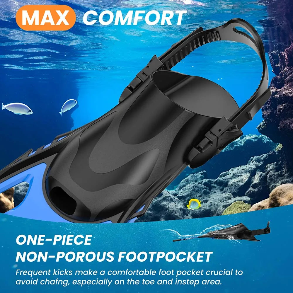 Adjustable Fins for Snorkeling, Diving, Open Heel Swimming Flippers