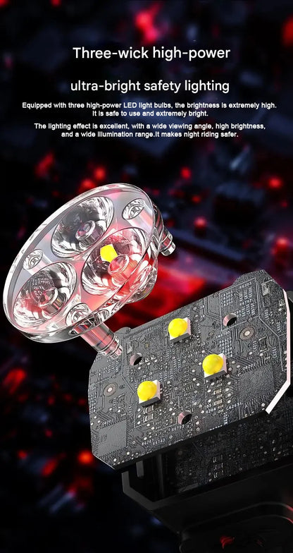 Solar Charging Bicycle Front Light, Wide-Angle 3 LED Headlight MTB Road Bike Flashlight Easy to Install