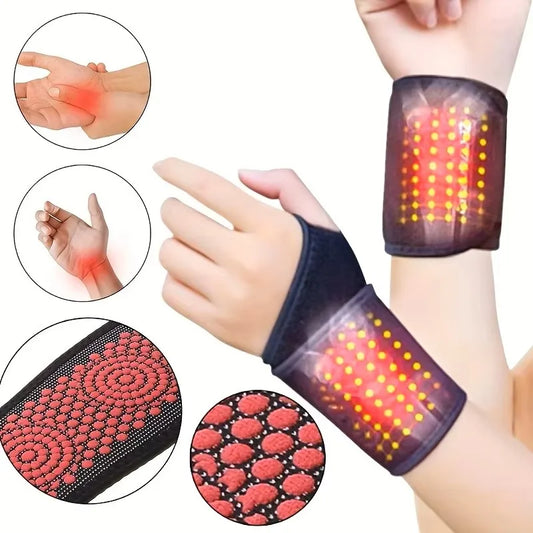 Self-Heating Wrist Band, Magnetic Therapy Support Brace Wrap, Heated Compression Belt
