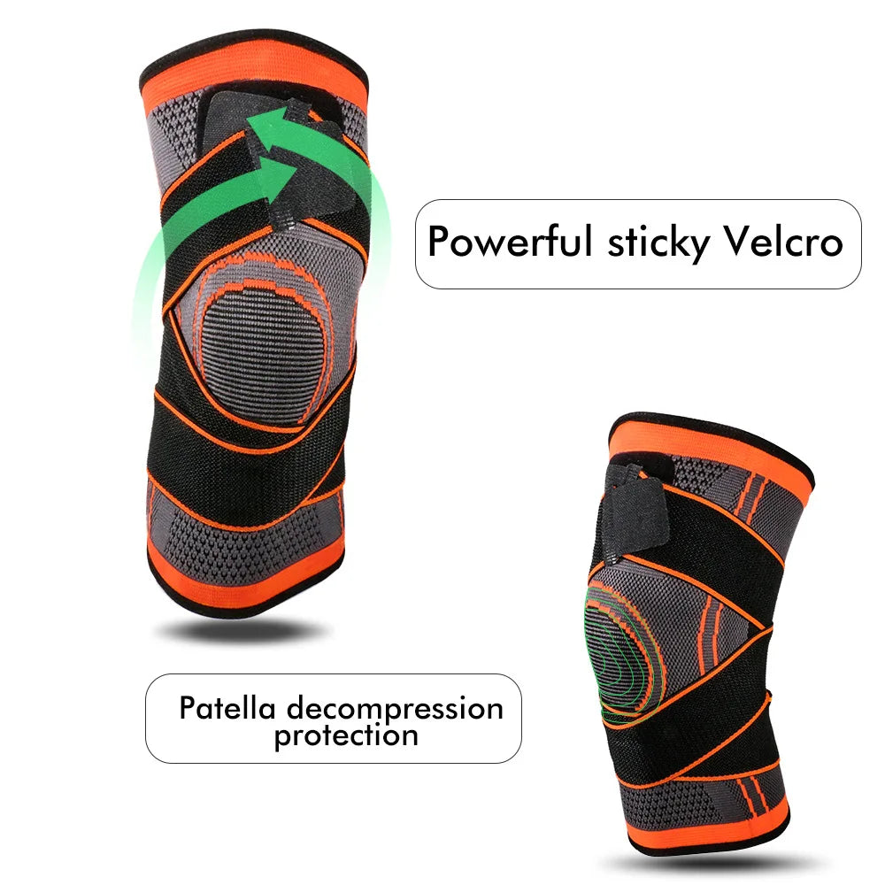 Knee Compression Sleeve with Adjustable Straps for Running / Working Out / Hiking / Sports