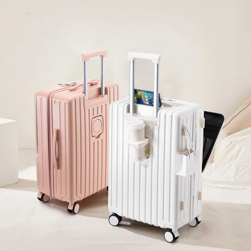 Luggage Large Capacity Trolley Case Universal Wheel Handheld Travel Suitcase Front Open Boarding Box Usb Charging Trolley Case