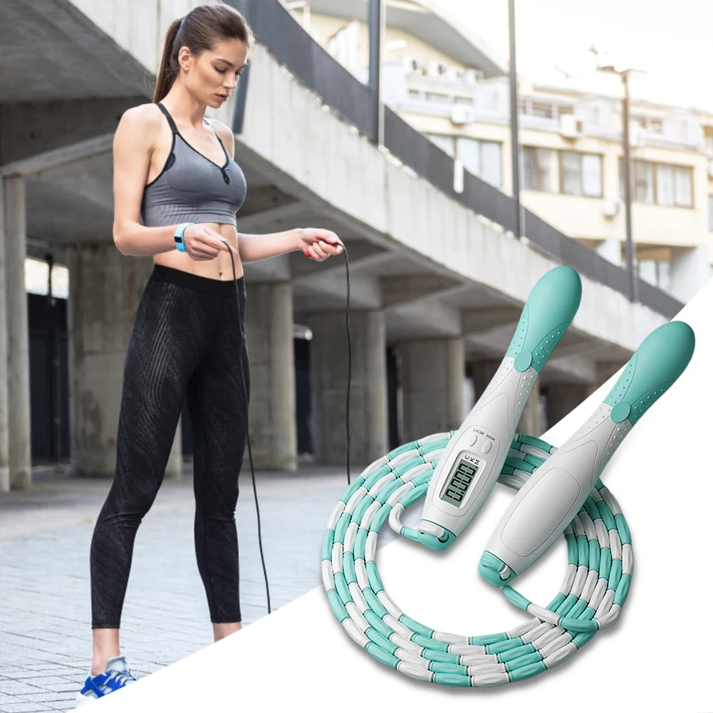 Jump Rope Plastic Segmented, Soft Beaded Skipping Rope, Adjustable Length for Kids & Adults
