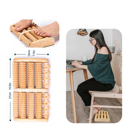 1PCS Wooden Foot Massager Roller - Reflexology Stress Relief, Fitness Health Care Pain Relief, Feet Massage Tool